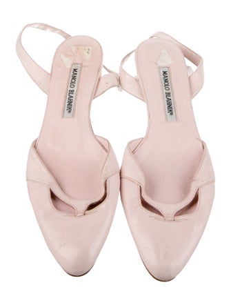 Manolo Blahnik Leather Cutout Accent Slingback Flats