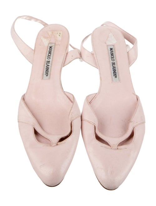 Manolo Blahnik Leather Cutout Accent Slingback Flats