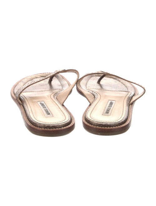 Manolo Blahnik Embossed Leather Animal Print Flip Flops