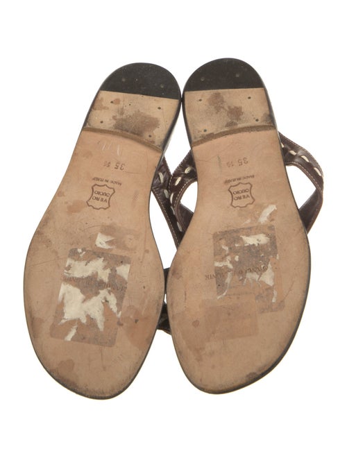 Manolo Blahnik Leather Whipstitch Trim Flip Flops