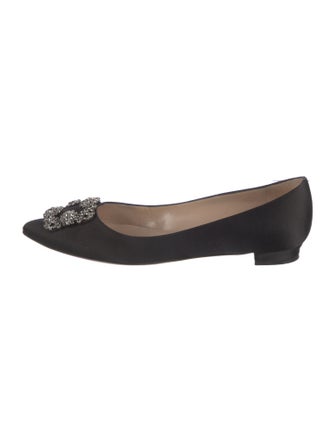 Manolo Blahnik Satin Crystal Embellishments Flats