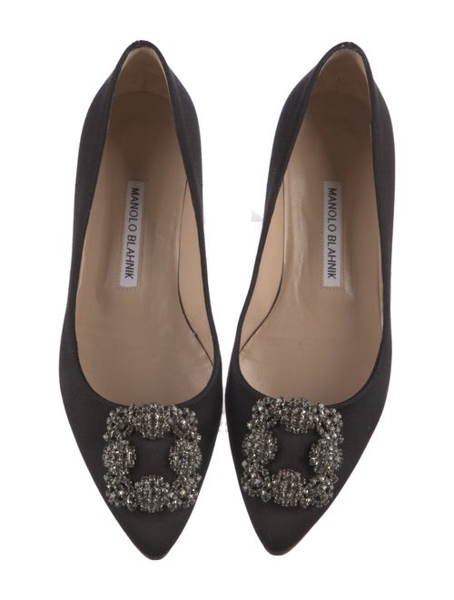 Manolo Blahnik Satin Crystal Embellishments Flats