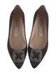 Manolo Blahnik Satin Crystal Embellishments Flats
