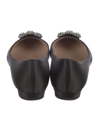 Manolo Blahnik Satin Crystal Embellishments Flats