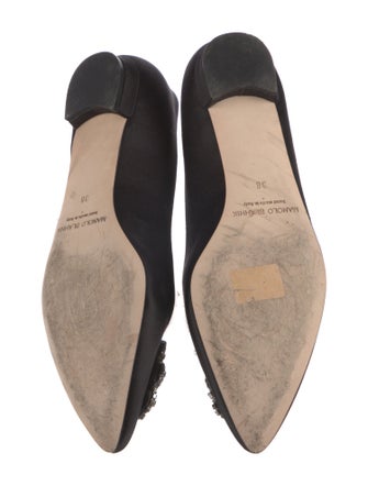 Manolo Blahnik Satin Crystal Embellishments Flats