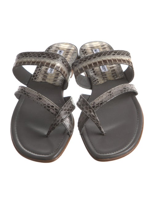 Manolo Blahnik Snakeskin Animal Print Slides