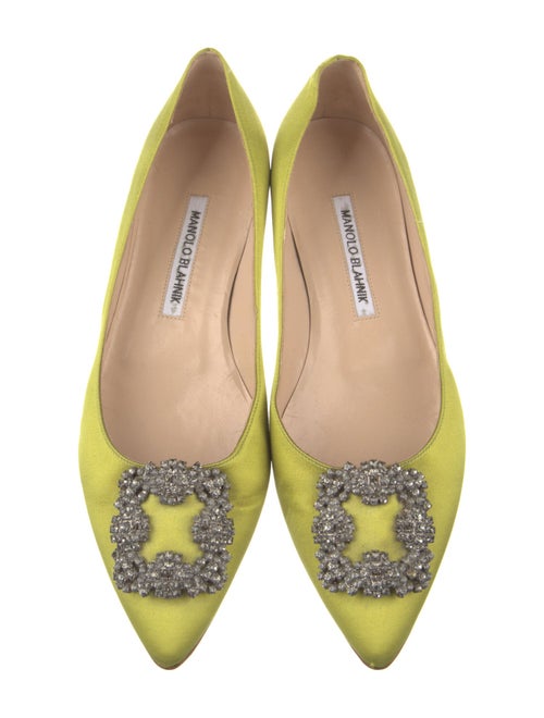 Manolo Blahnik Satin Crystal Embellishments Flats