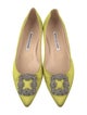 Manolo Blahnik Satin Crystal Embellishments Flats