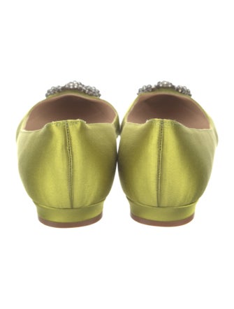 Manolo Blahnik Satin Crystal Embellishments Flats