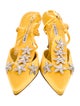 Manolo Blahnik Satin Crystal Embellishments T-Strap Pumps