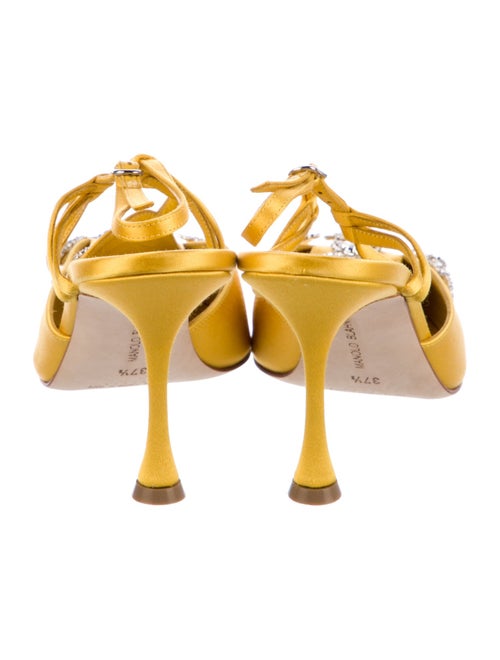 Manolo Blahnik Satin Crystal Embellishments T-Strap Pumps