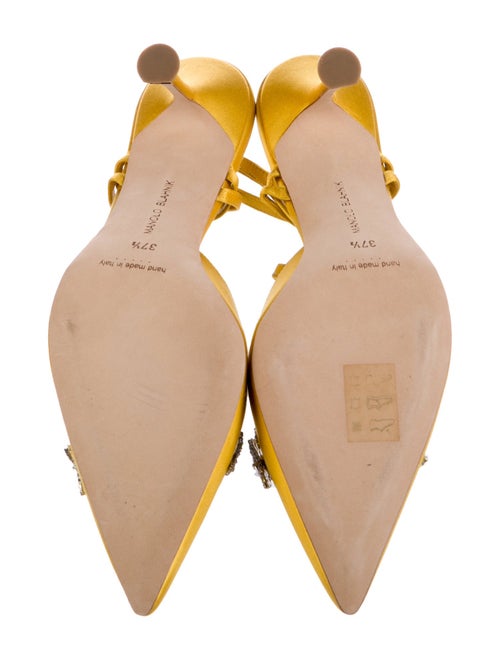 Manolo Blahnik Satin Crystal Embellishments T-Strap Pumps