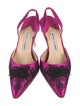 Manolo Blahnik Satin Floral Print Slingback Pumps
