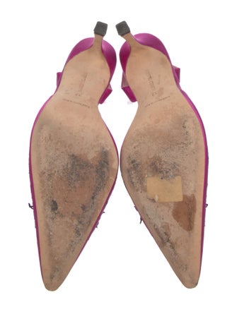 Manolo Blahnik Satin Floral Print Slingback Pumps