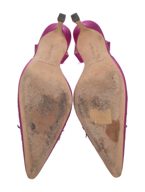 Manolo Blahnik Satin Floral Print Slingback Pumps