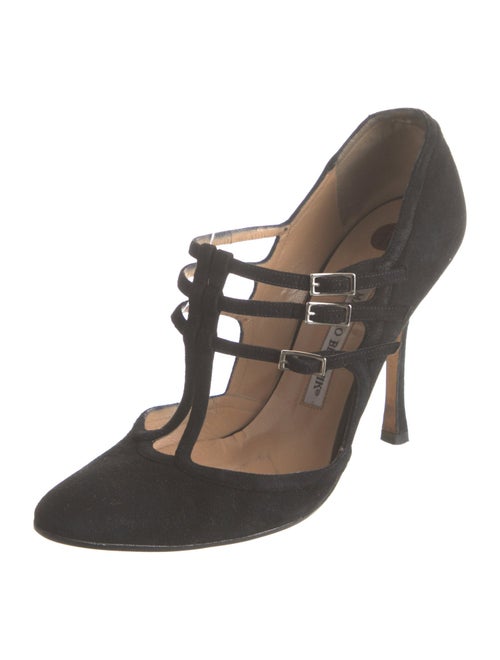 Manolo Blahnik Suede T-Strap Pumps