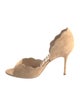 Manolo Blahnik Suede Scalloped Accent D'Orsay Pumps