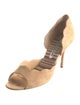 Manolo Blahnik Suede Scalloped Accent D'Orsay Pumps