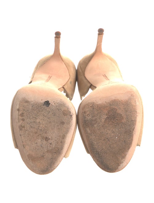 Manolo Blahnik Suede Scalloped Accent D'Orsay Pumps