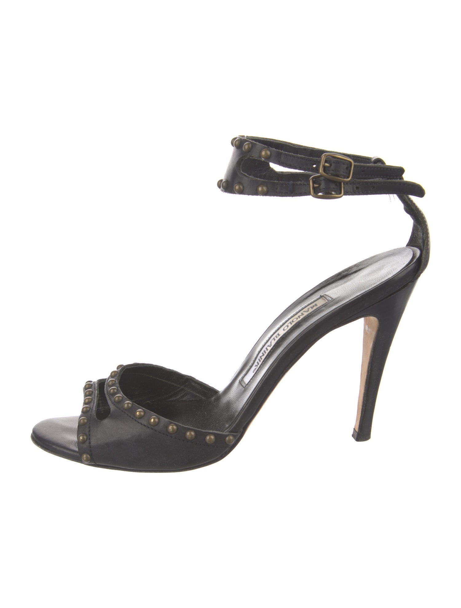 Manolo Blahnik Leather Studded Accents Sandals
