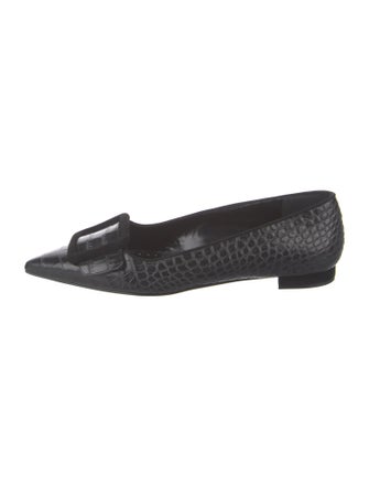 Manolo Blahnik Embossed Leather Flats