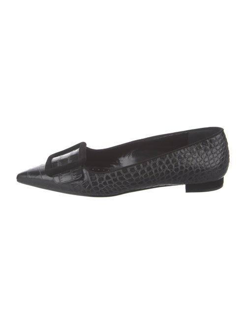 Manolo Blahnik Embossed Leather Flats