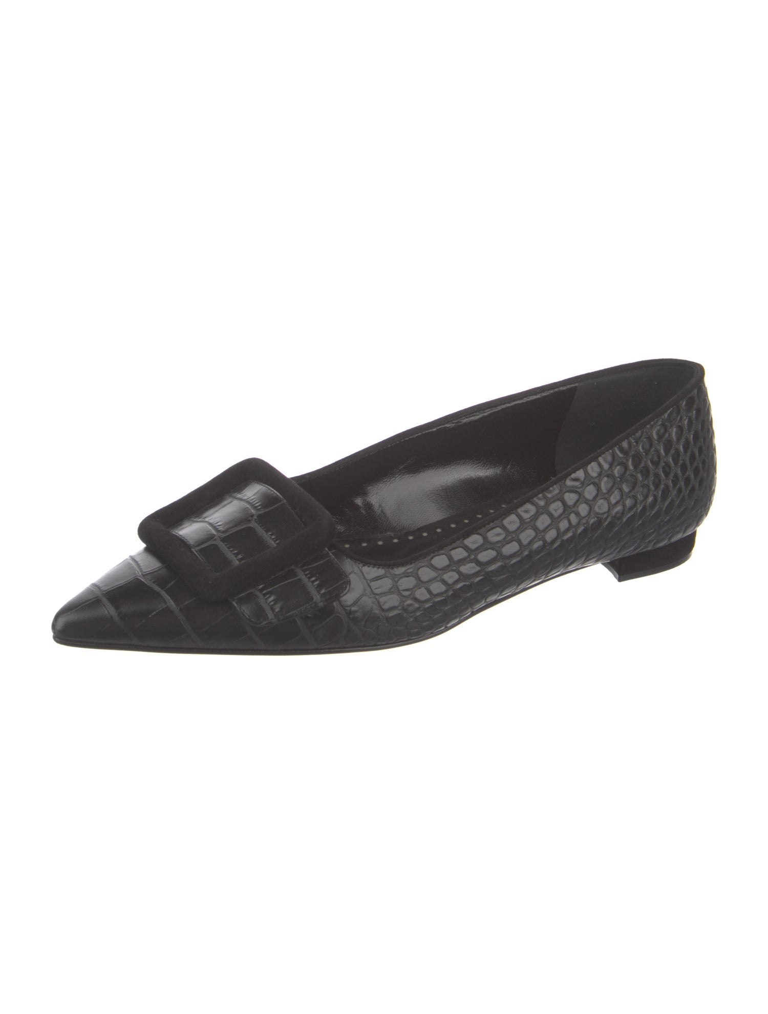 Manolo Blahnik Embossed Leather Flats
