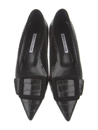 Manolo Blahnik Embossed Leather Flats