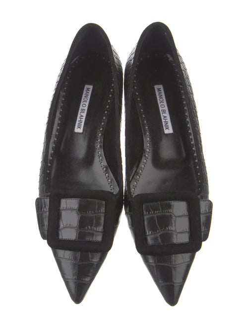 Manolo Blahnik Embossed Leather Flats