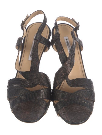Manolo Blahnik Alligator Slingback Sandals