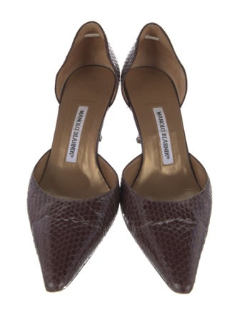 Manolo Blahnik Snakeskin Animal Print D'Orsay Pumps