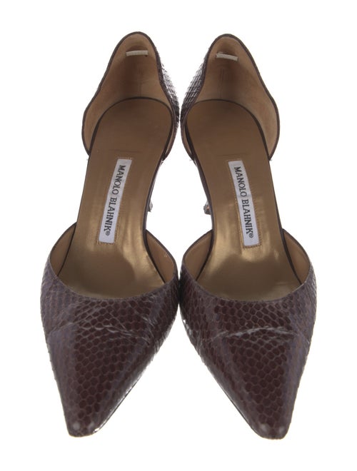 Manolo Blahnik Snakeskin Animal Print D'Orsay Pumps
