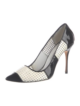 Manolo Blahnik Patent Leather Colorblock Pattern Pumps