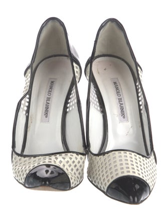 Manolo Blahnik Patent Leather Colorblock Pattern Pumps