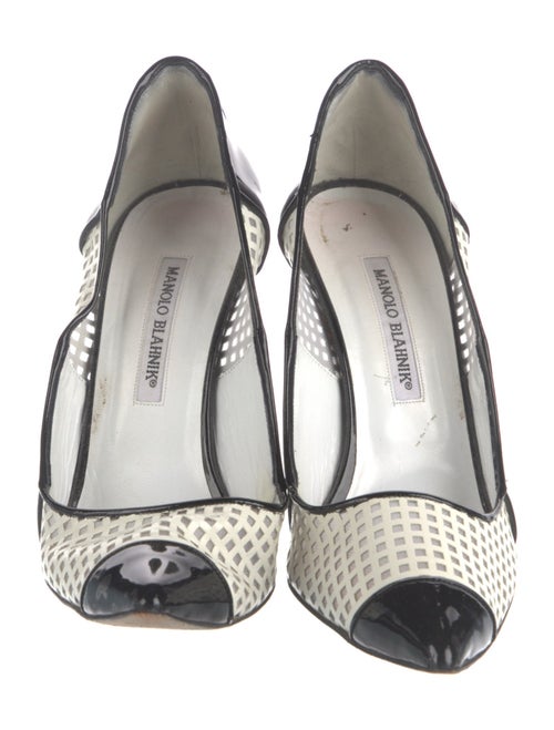 Manolo Blahnik Patent Leather Colorblock Pattern Pumps