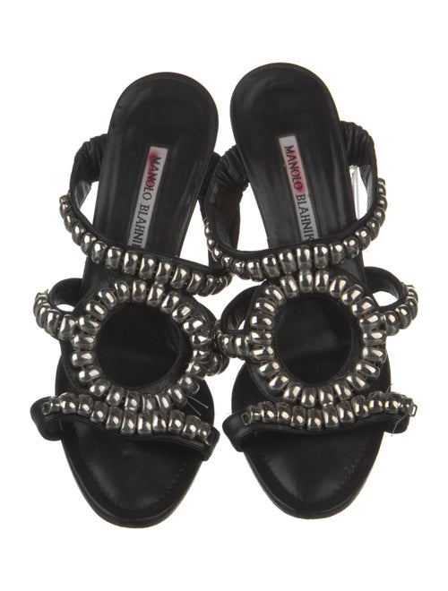 Manolo Blahnik Leather Studded Accents Slides