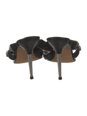 Manolo Blahnik Leather Studded Accents Slides