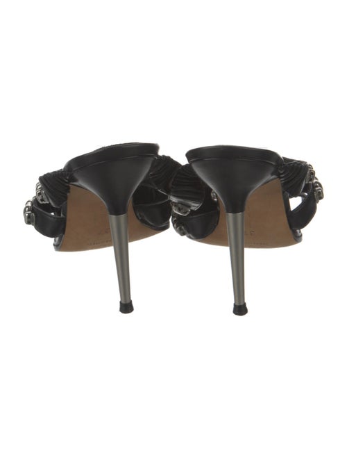 Manolo Blahnik Leather Studded Accents Slides