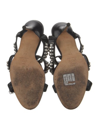 Manolo Blahnik Leather Studded Accents Slides