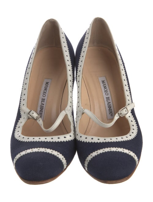 Manolo Blahnik Canvas Striped Pumps