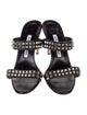 Manolo Blahnik Leather Studded Accents Slides