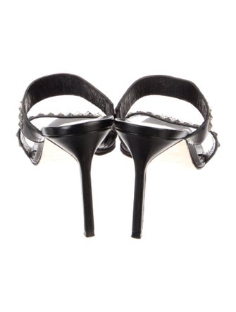 Manolo Blahnik Leather Studded Accents Slides