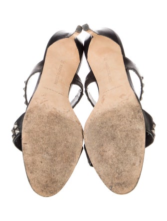 Manolo Blahnik Leather Studded Accents Slides