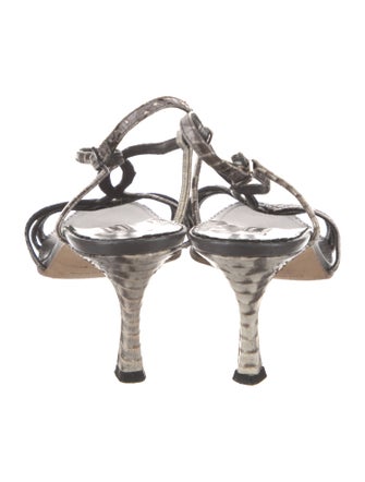 Manolo Blahnik Snakeskin Animal Print T-Strap Sandals