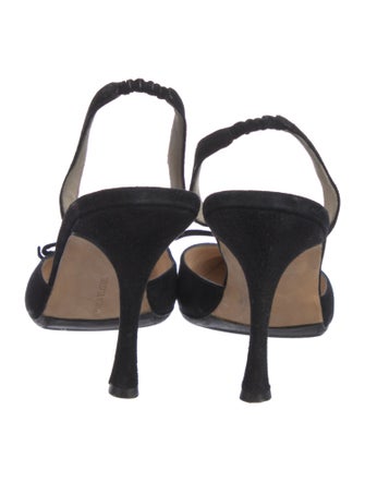 Manolo Blahnik Suede Bow Accents Slingback Pumps