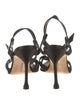 Manolo Blahnik Satin Crystal Embellishments Slingback Sandals