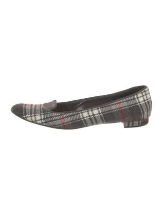 Manolo Blahnik Wool Plaid Print Flats