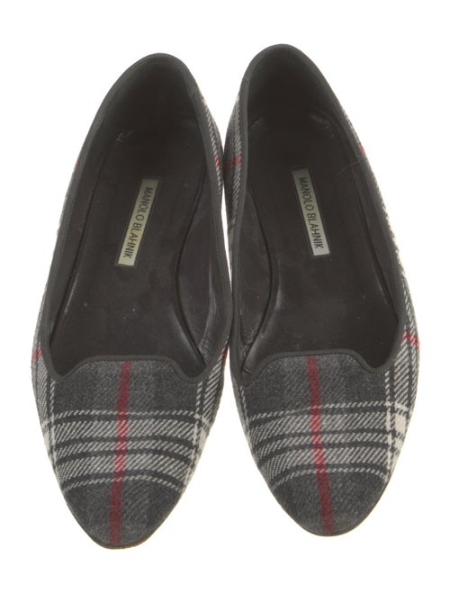 Manolo Blahnik Wool Plaid Print Flats