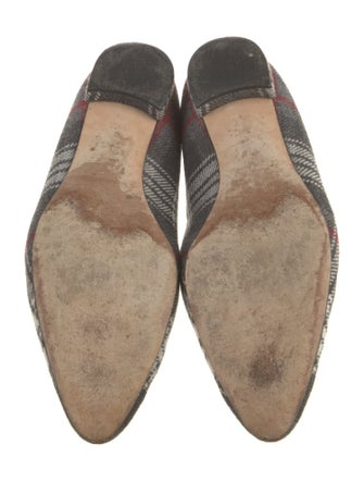 Manolo Blahnik Wool Plaid Print Flats