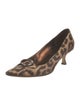 Manolo Blahnik Satin Animal Print Pumps